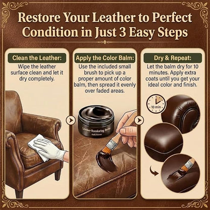Leather Recoloring Balm, Leather & Vinyl Color Restorer Conditioner – Repairs Faded & Scratched Leather Color