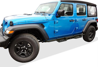 APS Black 6 Inches Tubular Drop Down Style Nerf Bars Running Boards Compatible with Jeep Wrangler JL 2018-2026 4-Door (Include 21-26 4xe) (Factory sidesteps or Rock Rails Have to be Removed)