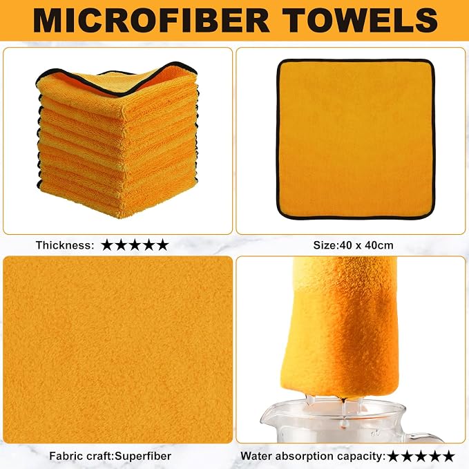 Tallew 80 Pcs Yellow Microfiber Towels: 16"x16" Microfiber Drying Towels Bulk Micro Fiber Car Cleaning Cloth for Cars Drying Washing Polishing Cleaning Household Supplies