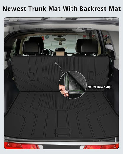Floor Mats Custom for Ford Edge 2015-2024 2025 2026 ST Titanium SE SEL Sport Trunk Mat with Backrest Mat All Weather TPE Full Set Liners Cargo Protector & Door Sill Guards for Edge 2025 Accessories