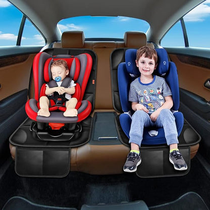 XHYANG Car Seat Protector 1 Pack Car Seat Cushion Mat Thickest Padding,Waterproof 600D Fabric Car Seat Covers for Non-Slip Backing Mesh Pockets for Baby and Pet (Beige, 2 Pcs)