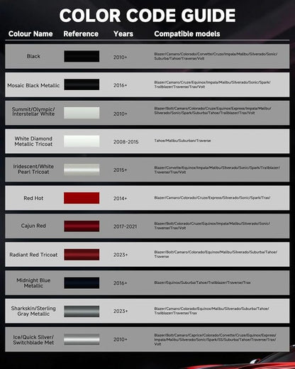 Mosaic Black Metallic GB8/WA384A for Chevy Touch Up Paint Kit[2K Clear Coat Included],Exact Color Match Touch Up Paint for Chip and Scratch Repair