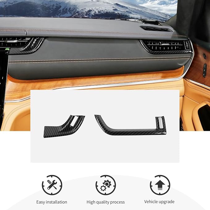 18PCS Carbon Fiber Interior Trim Panel Kits Fit for 2022-2026 Jeep Grand Cherokee Interior Decor Accessories Center Console Dashboard Window Lifter Headlight Switch AC Control Steering Button Frame