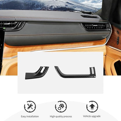18PCS Carbon Fiber Interior Trim Panel Kits Fit for 2022-2026 Jeep Grand Cherokee Interior Decor Accessories Center Console Dashboard Window Lifter Headlight Switch AC Control Steering Button Frame