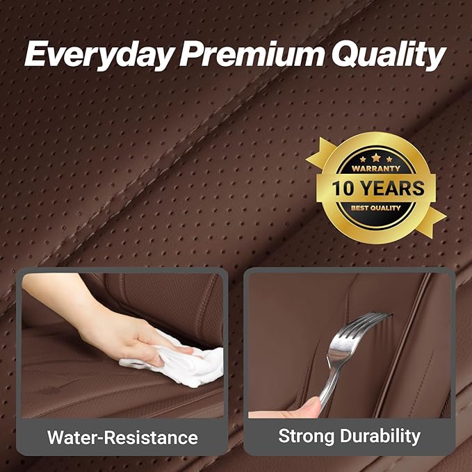 Coverland Custom Fit Car Seat Covers for SUV Compatible with [Mercedes-Benz Sprinter, Volkswagen ID.4, ID.Buzz] Premium Waterproof Non-Slip Interior Seat Protector [Front Dark Brown - Size Chart A34]