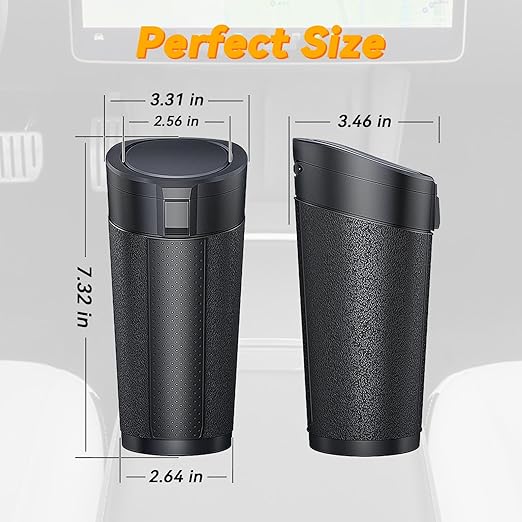 Car Trash Can Bin with Lid, Leakproof Garbage Can for Vehicle, Mini Trash Bin with 90 Attached Trash Bags, Easy to Clean Cup Holder Trash Can for Car, Home, Office