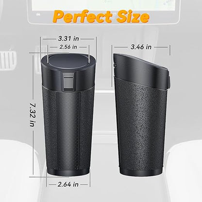 Car Trash Can Bin with Lid, Leakproof Garbage Can for Vehicle, Mini Trash Bin with 90 Attached Trash Bags, Easy to Clean Cup Holder Trash Can for Car, Home, Office