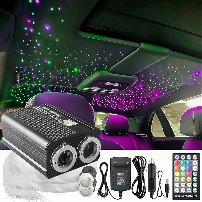 Twinkle Starlight Headliner Light:1100pcs 13.1ft Star Lights for Suvs | 32W,Dual Color Motor, RGBW Changing Color, APP/Remote Control,Voice/Sound Activated,for home theater SUVs Truck