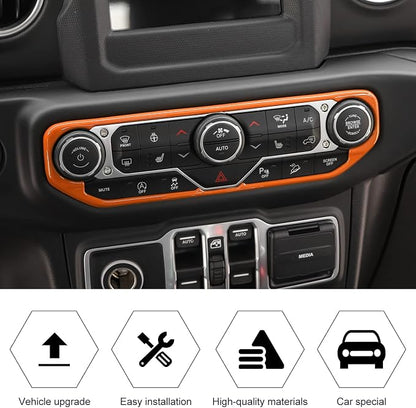 RT-TCZ Air Conditioning Dashboard Center Console Control Trim Panel Cover Interior Accessories Decoration Trim Kit for Jeep Wrangler JL JLU & Gladiator JT 2018-2022,Orange