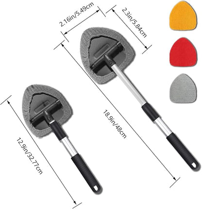 Car Window Cleaner, Car Cleanser Brush, Car Accessories Car Cleaning Supplies Tools, Car Cleaning Kit with Extendable Handle, Microfiber Cloth, Spray Bottle, Fits All Cars
