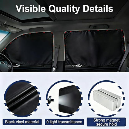 XCBYT Car Window Shades - 4 Pcs Car Privacy Curtains - 100% Block Light Car Window Covers - Magnetic Side Window Sun Shade Keeps Cooler for Breastfeeding, Taking a nap, Changing Clothes, Camping