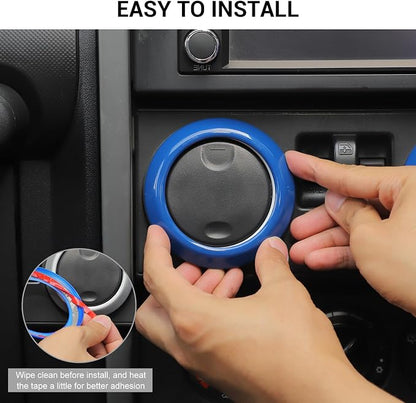 Jimen Compatible with Jeep Wrangler JK & Unlimited 2007-2010, 10PCS Center Console Dashboard Panel Trim & Air Conditioning Vent & Co-Pilot Handle Bar Overlays (Blue)