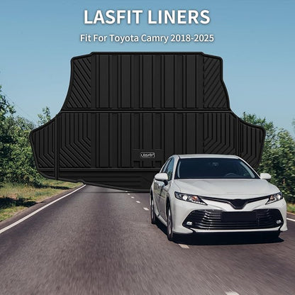 LASFIT Trunk Mat for Toyota Camry 2018-2026 & for Toyota Avalon 2019-2022, All Weather TPE Custom Fit Easy Clean Trunk Liner for Camry 2018-2025 Hybrid/L/LE/SE/TRD/XLE/XSE, Black