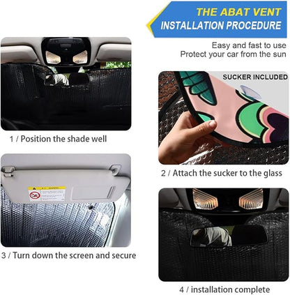 Alligator Crocodiles Pink Windshield Sun Shade Blocks UV Rays Sun Visor Protector Sunshade Accordion Folding Sun Reflector Auto for Car Truck SUV to Keep Your Vehicle Cool