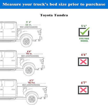 Toptiny Hard Folding Truck Bed Tonneau Cover HTF034 Fits 2022-2026 Toyota Tundra 5‘6" Bed w/OE Rail System (66.7")