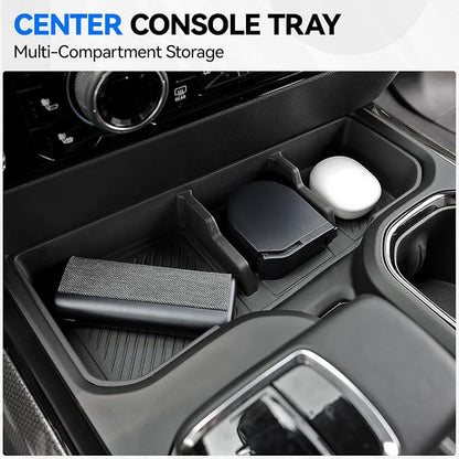ELECFRESH 2PCS Center Console Organizer tray and Armrest Storage for 2023-2026 Chevy Silverado/GMC Sierra 1500 Accessories, 2024-2026 Silverado/Sierra 2500HD 3500HD(Only Fit Console with Bucket Seat)