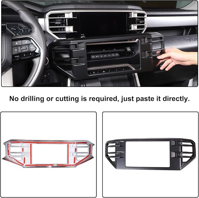 Aunginsy Center Console Air Outlet Trim Cover Compatible with Toyota Tundra/Sequoia 2022-2026, Air Conditioning A/C Vent Panel Large Frame Protective Cover Decorator ABS Accessories, For 8-inch Screen