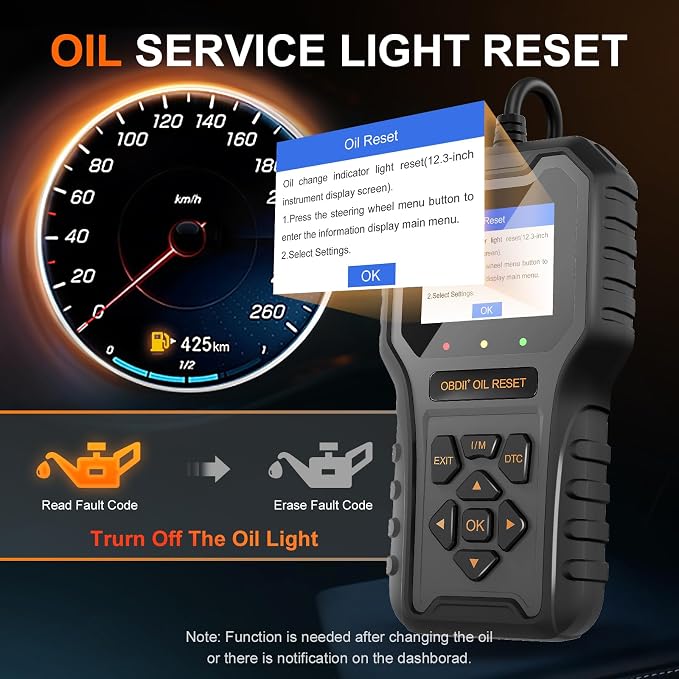 Car Code Reader OBD2 Scanner for Check Engine Light Oil Reset OBDII Scan Tool Diagnostic Tool Reset Fix Clear Fault Code Readers for Cars 1996+ Black