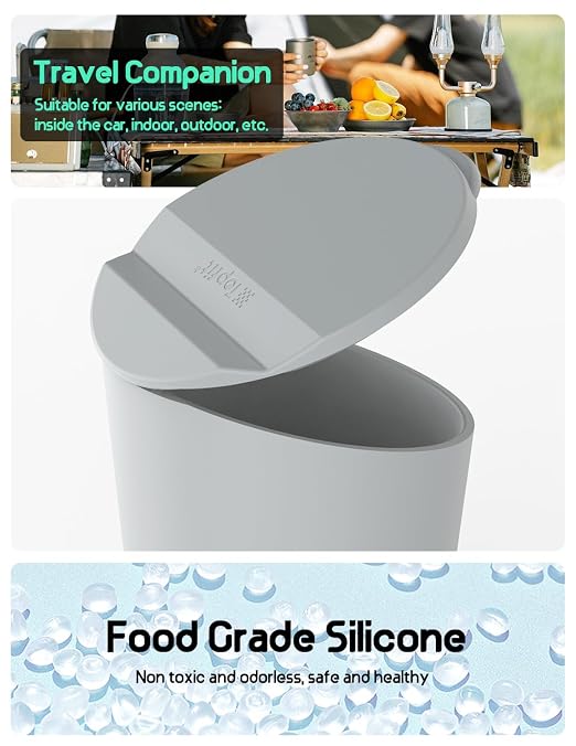 BMZX Car Trash Can with Lid - Small Car Cup Holder Trash Bin, Fits Auto, Home, Office - Grey 1 Pack