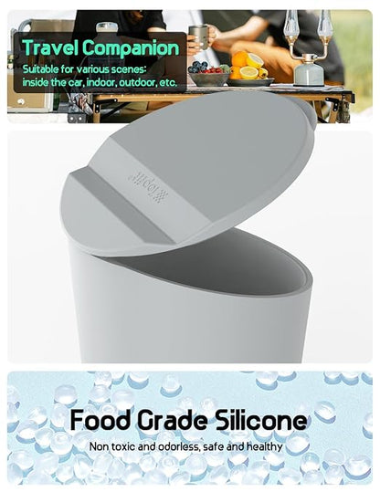 BMZX Car Trash Can with Lid - Small Car Cup Holder Trash Bin, Fits Auto, Home, Office - Grey 1 Pack