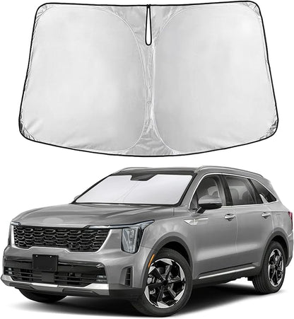 EcoNour Windshield Sunshade Compatible for Kia Sorento 2021-2024 2025 2026, Sun Visor for Front Windshield & Window Sun Shade Cover, UV Heat Blocker & Protector, Car Accessories