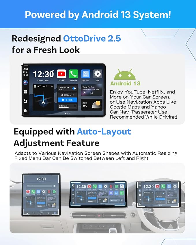 OTTOCAST Wireless CarPlay AI Box Nano, Android 13, 8GB RAM + 128GB Storage, AI Voice Assistant, SIM/Micro SD Support, Split-Screen, Android Auto Compatible