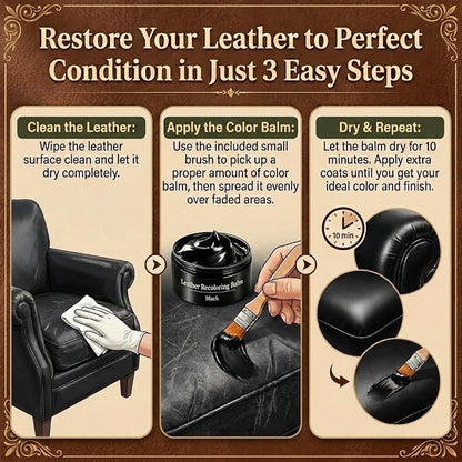Leather Recoloring Balm, Leather & Vinyl Color Restorer Conditioner – Repairs Faded & Scratched Leather Color
