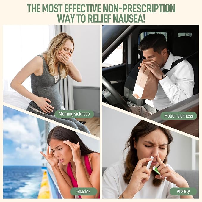 Hion Nausea Relief Inhaler-Mint 3pcs, Natural Essential Oils Inhalers