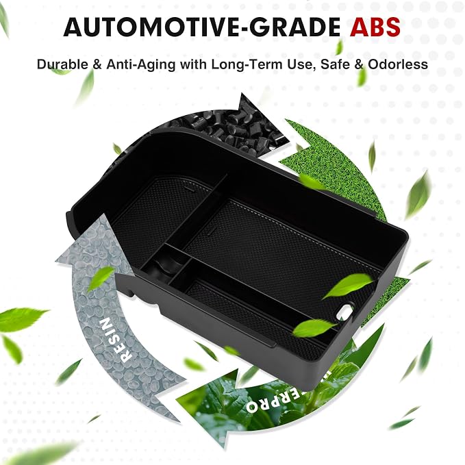 Autorder Center Console Organizer for 2024 2025 2026 Toyota Land Cruiser 250 Prado J250 LC250 Accessories Armrest Storage Box Secondary Insert Tray with Black & Red Silicone Mats(Not for Cool Box)