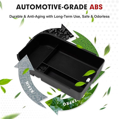 Autorder Center Console Organizer for 2024 2025 2026 Toyota Land Cruiser 250 Prado J250 LC250 Accessories Armrest Storage Box Secondary Insert Tray with Black & Red Silicone Mats(Not for Cool Box)