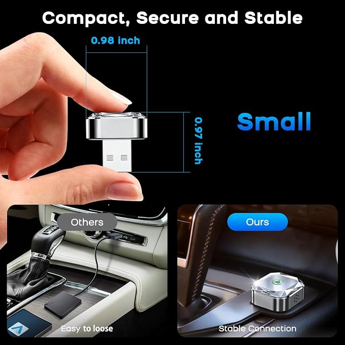 2026 Mini Wireless CarPlay Android Auto 2 in 1 Adapter - Converts Wired to Wireless Car Play Dongle, 5.8GHz Fast Bluetooth Receiver for 2016+ Vehicles, Plug & Play Auto Connect (USB-A/C)