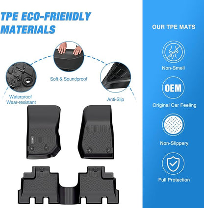Nilight TPE Floor Mats for Jeep Wrangler JK Unlimited 4 Doors 2013 2014 2015 2016 2017 2018 (Not for JL&4XE),All Weather Custom Fit Heavy Duty Floor Liners