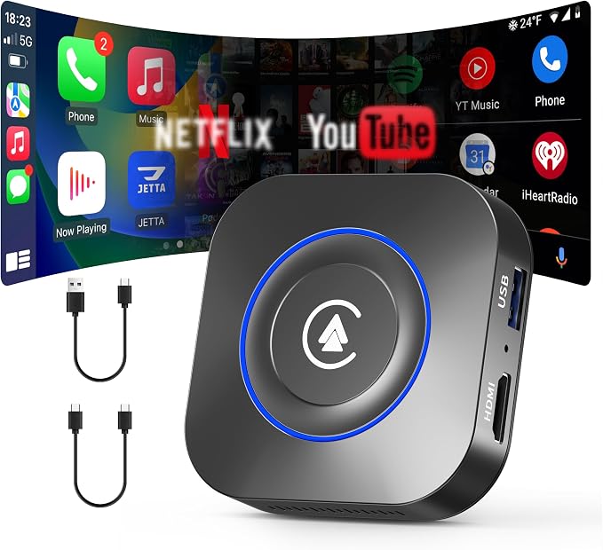 Magic Box Wireless CarPlay Adapter, Upgraded CarPlay & Android Auto, Support USB Offline Media Strea*ming, Plug & Play, Watch YouTube On Car, Magic Box for Factory Wired Car Play