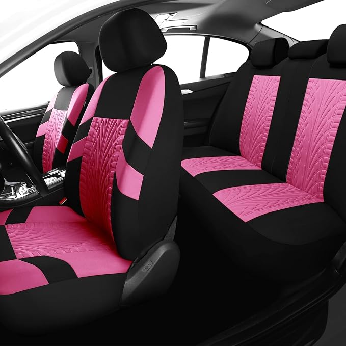 VarCozy Car Seat Covers Full Set, Front & Split Rear Bench for Car, Universal Cloth SUV, Sedan, Van, Automotive Interior Covers, Airbag Compatible