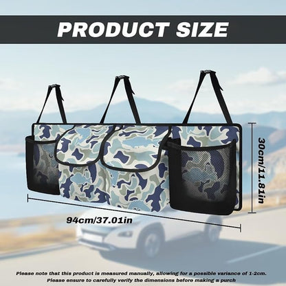 Fish Hunting Car Trunk Organizer Foldable Vehicle Interior Cargo Organizers Accessories Backseat Hanging Organizer with 4 Storage Bag Suitable for Most Cars,SUV,Sedan