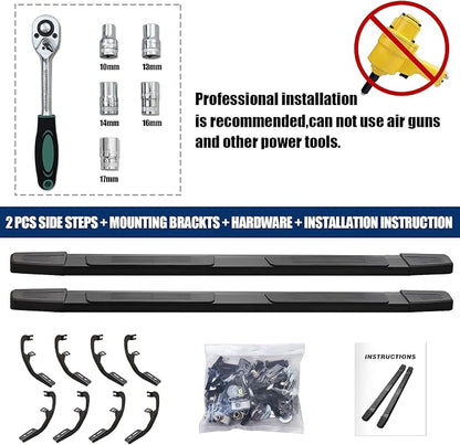COMNOVA 6 Inch Running Boards Compatible with 19-26 Chevy Silverado 1500 Crew Cab, 20-26 Silverado/Sierra 2500HD 3500HD Crew Cab, Step Bar Running Board for Silverado, Including in 8 Brackets.