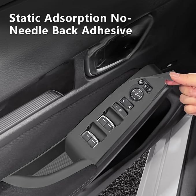 Temmis 4PCS Car Door Window Switch Panel Cover for Honda Civic 2022-2025, Auto Interior Decor Accessories Armrest Trim Silicone Style Kit-Black
