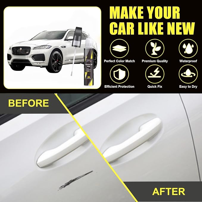 XNA Fuji White/Polaris White(2135/1AA/NER) for Jaguar Touch Up Paint, 2 in 1 Car Scratch Remover with Pen Tip and Brush, Exact Color-Matched for Car Paint Scratch Repair, Quick & Easy Fix Chips and Nicks
