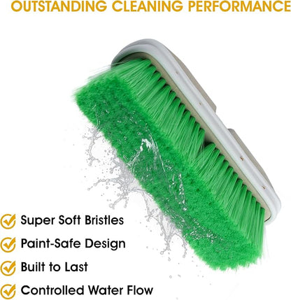 Nanoskin Premium 10-Inch Green Nylon Fountain Vehicle Wash Brush with Flagged-Tip Bristles, Flow-Thru Hole & Tempered Handle Hole, Car/Truck/RV Detailing | Cleaning Tool for Professional and Home Use