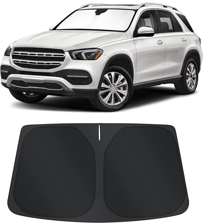 TINGLU Sun Shade for Mercedes GLE 350 450 2020-2024 2025 2026 Accessories Windshield Sun Shade Window Shade UV Rays Protection Sun Visor Cover with Steering Wheel Sunshade Storage Bag