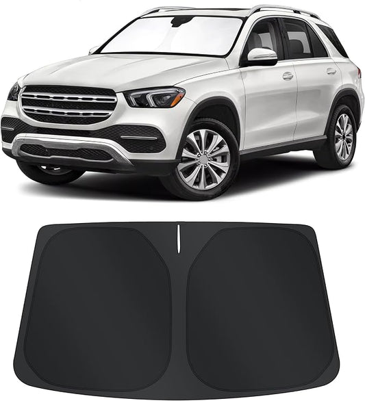 TINGLU Sun Shade for Mercedes GLE 350 450 2020-2024 2025 2026 Accessories Windshield Sun Shade Window Shade UV Rays Protection Sun Visor Cover with Steering Wheel Sunshade Storage Bag