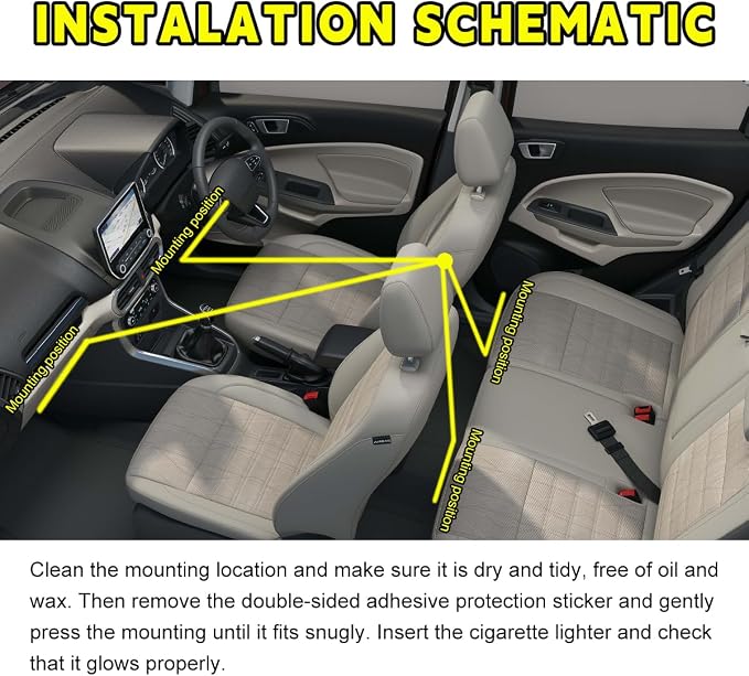 Car LED Strip Light, 48 LEDs RGB Neon Interior Atmosphere Lights, 12V Under Dash Ambient Night Light, Cigarette Lighter Auto Interior Decorative Lamp, Car Accessories (Orange-Yellow)