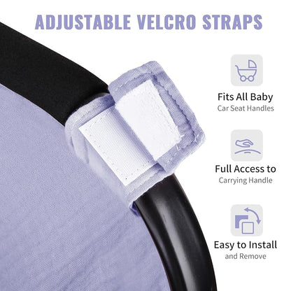 Metplus Muslin Car Seat Cover for Babies, 100% Cotton Breathable Infant Carseat Canopy for Summer, Lightweight Stroller Sunshade Covers for Newborns(Purple)