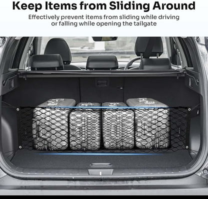 Canvcle Trunk Cargo Net for 2022-2025 2026 Hyundai Tucson Accessories Envelope Style Mesh Trunk Net Organizer and Storage Stretchable Adjustable Elastic Nylon Rear Cargo Netting with Hooks