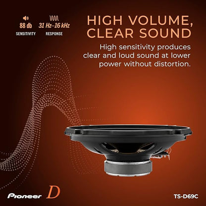 PIONEER D-Series TS-D69C 6” x 9” 2-Way Speakers (Pair) – 330W Max, Crisp Highs + Clear Vocals, Ideal Factory Upgrade, Add an Amplifier for Even Better Performance