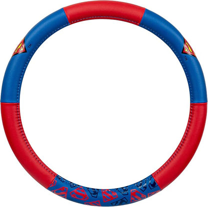 Warner Bros DC Comics Superman Car Accessories Ergonomic Grip Steering Wheel Cover - Universal Size 14.5-15.5 in Diameter, Protects and Insulates for Car, Truck, Van, SUV