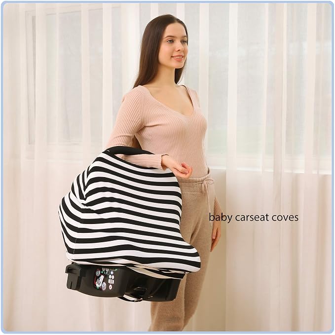 Car Seat Covers High Stretchy- Carseat Canopy for Babies, Multi- use Breastfeeding Covers, Baby Shower Gifts for Boys and Girls