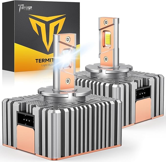 Termitor D5S Light Bulbs, 6500K Daylight White, 1:1 OEM Fit, 3-Min Quick Install, IP68 All-Weather, 10-Year Durability, 99% Vehicle Compatible Powersports Light Kits, Pack of 2