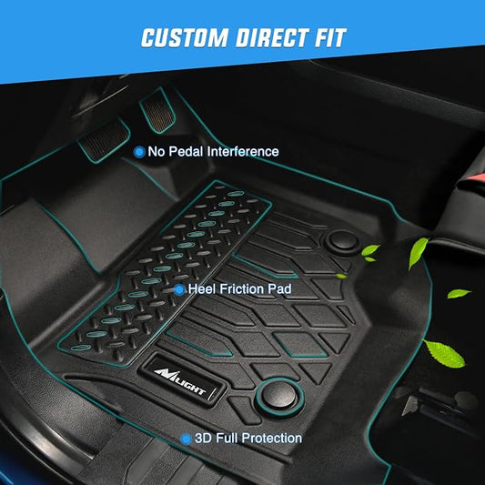 Nilight TPE Floor Mats for Ford Bronco 4 Door 2021 2022 2023 2024 2025 2026,All Weather Custom Fit Heavy Duty Floor Liners