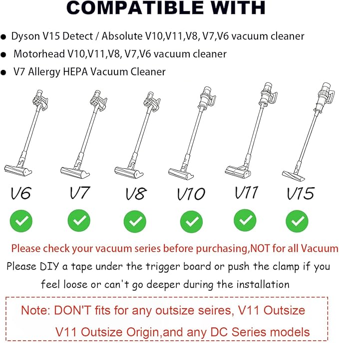 REEYEAR Power Button On/Off Control Clamp Compatible with Dyson V6 V8 V7 V10 V11 V15Absolute/Motorhead Vacuum Cleaner, Dyson Trigger Lock, Free Your Gripping Fingers,2 Pack